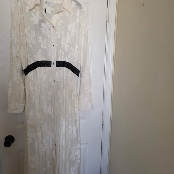 St John Collection XL Floral Shirtdress Fil Coupe Chalk NWT - Picture 9 of 15